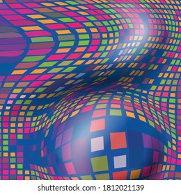 Abstract vector background in colorful mosaic with light and shadow
