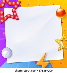 Abstract vector background, colorful background with objects with paper for text