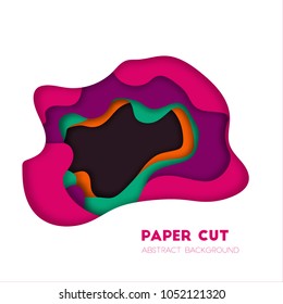 Abstract vector background with colorful organic shapes. Paper cut style. Layered paper