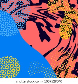 Abstract vector background with colorful organic overlapping shapes and texture