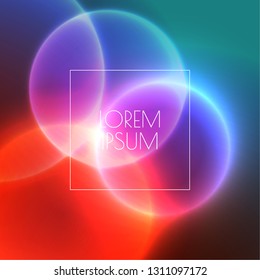 Abstract vector background with colorful overlapping transparent spheres. Multicolored spectral glow.