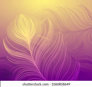 Abstract vector background with colorful peacock feathers