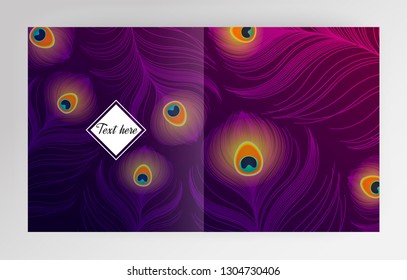 Abstract vector background with colorful purple peacock feathers