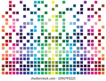 Abstract vector background of colorful rainbow squares. Rainbow mosaic tiles isolated on white background.