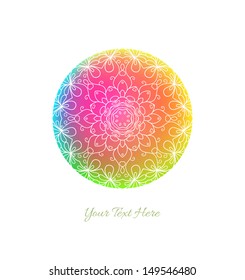 Abstract vector background. Colorful rainbow circle with round ornament on white background.