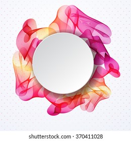 Abstract vector background with colorful rainbow waves, circular spiral, shimmering lines. Plate and drapery, elegant, beautiful bow.