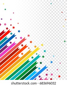 Abstract vector background. colorful rainbow line isolated on transparent background. Color line with bright stars.