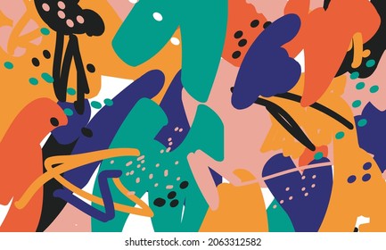 Abstract vector background. Colorful spots, movement of lines in a green, red and blue color. 