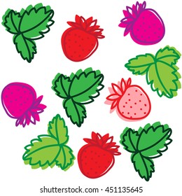 abstract vector background with colorful strawberries on white