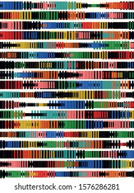 Abstract vector background. Colorful  striped composition of regular geometric overlapping shapes.