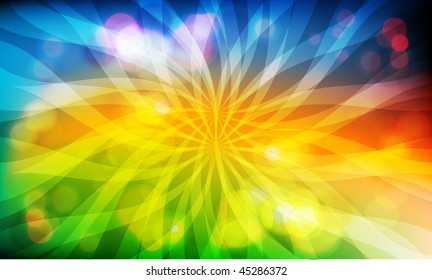 Abstract Vector Background - Colorful Vector Stripes with Transparent Spheres