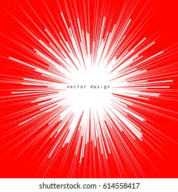 Abstract vector background. For comic book radial lines. Manga speed frame. Superhero action. Explosion stamp illustration. Sun rays or star burst