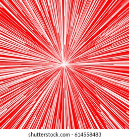 Abstract vector background. For comic book red radial lines. Manga speed frame. Superhero action. Explosion stamp illustration. Sun rays or star burst