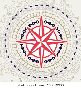 Abstract vector background with compass icon in vintage style