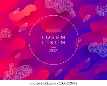 Abstract vector background. Composition with fluid shape and round frame for text or message.
