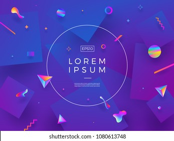 Abstract vector background. Composition with fluid and geometric shape and place for text or message.
