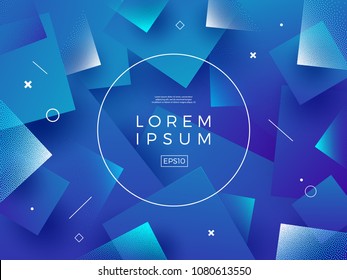 Abstract vector background. Composition with square shapes and round frame for text or message.