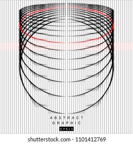 Abstract vector background concept. Minimalist black and white line art with red accent. Template design for event poster, music cover, web and print. Striped texture.