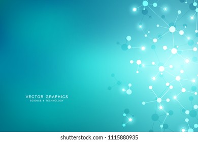 Abstract vector background with connected lines and dots. Molecular structure or molecule DNA