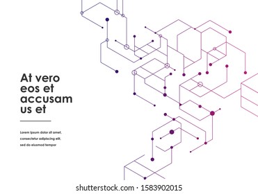 Abstract vector background with connection hexagons. Illustration with medical substance and molecules