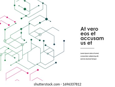 Abstract vector background with connection hexagons. Illustration with medical substance and molecules