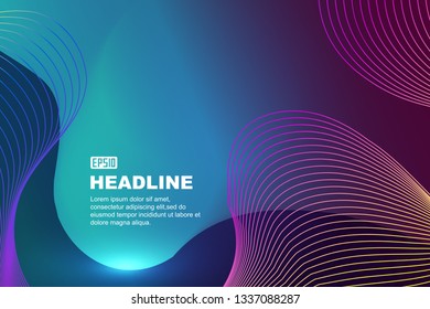 Abstract vector background is constructed with wavy lines and dot gradient fluid