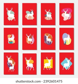 abstract vector background contain vector set deer background, deer wallpaper , deer wallart. deer background set