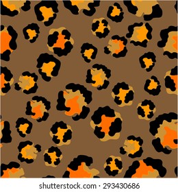 Abstract vector background. Contrast leopard seamless pattern. Four shades. Orange on coffee shadow. Backgrounds & textures shop.
