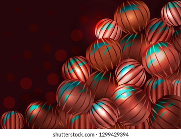 Abstract vector background of copper color with patina-coated balls