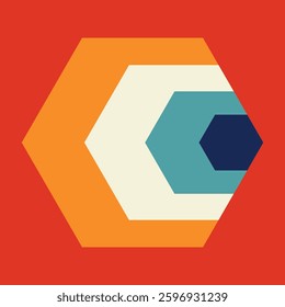 Abstract vector background cover design with a color distorted staircase effect, creating a sense of depth and infinite layers. Futuristic and dimensional look. Distorted hexagon like hole.