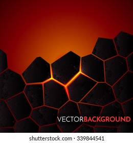 Abstract vector background with cracked ground and lava. Eps 10