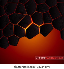 Abstract vector background with cracked ground and lava. Eps 10