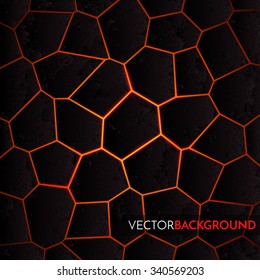 Abstract vector background with cracked ground and lava. Eps 10