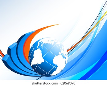 abstract vector background with creative bar graphs and globe. Eps10