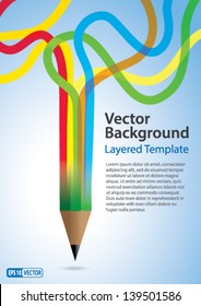 Abstract Vector Background Creative Concept - Colorful rainbow coming out of Pencil.