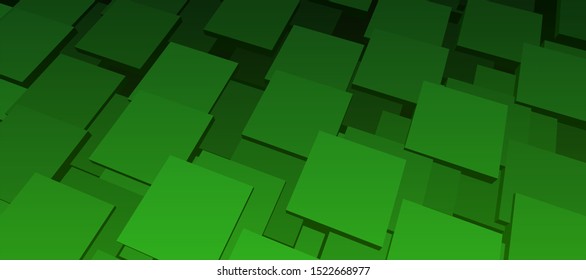 Abstract vector background of cubes in green tone. Futuristic decorative  texture design. 3D pattern made of geometric shapes.