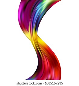 Abstract vector background. Curve. Multicolored wave. Mesh. Colored shape.