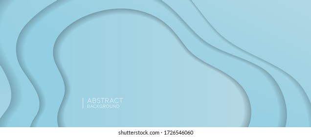 Abstract Vector Background in curve papercut concept on light blue background with light and shadow of paper layer, can use as banner or poster design.