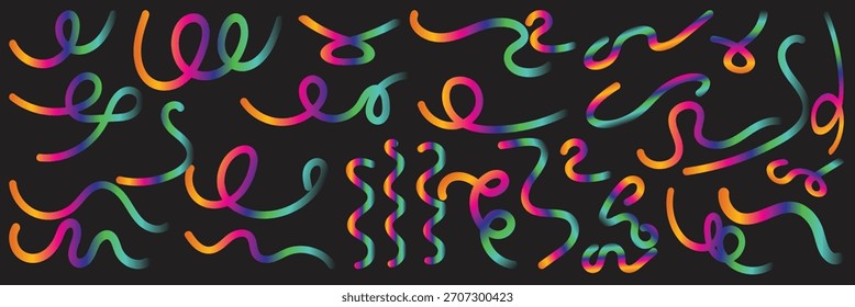 Fundo abstrato de vetor com formas de gradiente de arco-íris gráfico curvo. Elementos de design gráfico ondulado.