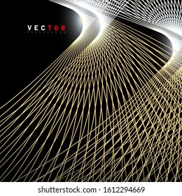abstract vector background. curved lines on a black background. design technology. New texture for your design.