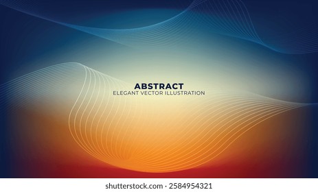 Abstract Vector Background with Curved Lines in Warm Colors
