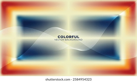 Abstract Vector Background with Curved Lines in Warm Colors
