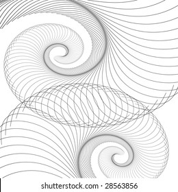 Abstract vector background of curved shapes, black&white