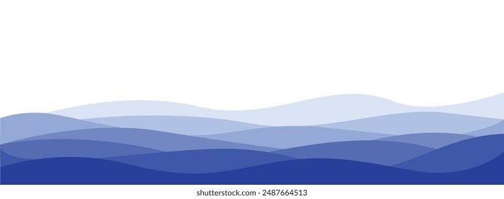 Abstract vector background with curves simulating waves in shades of blue for websites and graphic resources.