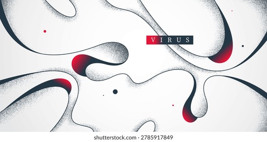 Abstract vector background, curvy lines in dynamic motion wallpaper, lifeform mutation concept, virus and biology, minimal vector art.
