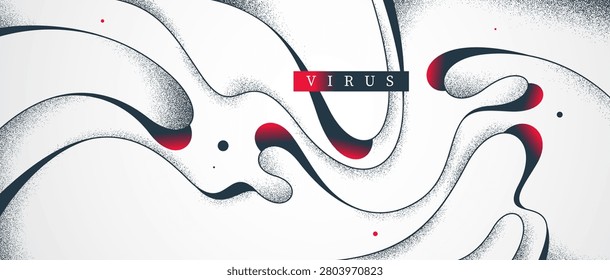 Abstract vector background, curvy lines in dynamic motion wallpaper, lifeform mutation concept, virus and biology, minimal vector art.