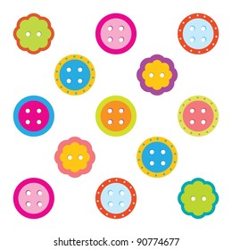 Abstract Vector Background With Cute Buttons