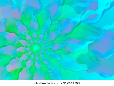 Abstract vector background, cyan-green decorative spiral flower