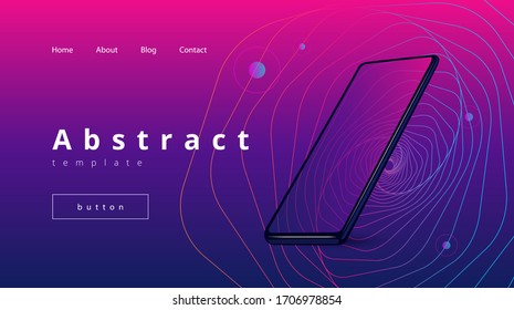 abstract vector background with a cyclic geometric figure and smartphone