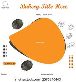 Abstract vector background delicious bakery products web banner. Bakery products collection promotion vector graphic banner.